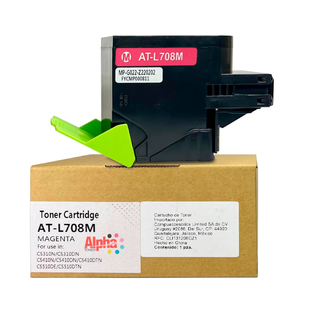 TONER COMPATIBLE LEX 708 70C8HM0 CS310/CS410/CS510 MAGENTA ALTO RENDIMIENTO