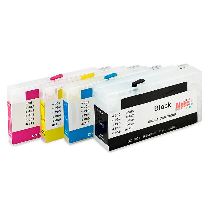 JUEGO DE 4 CARTUCHOS RELLENABLES HEP 711 CON CHIP RESET