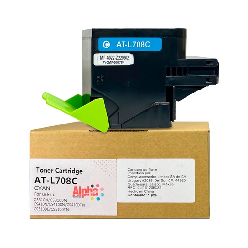 [AT-L708C] TONER COMPATIBLE LEX 708 70C8HC0 CS310/CS410/CS510 CYAN ALTO RENDIMIENTO